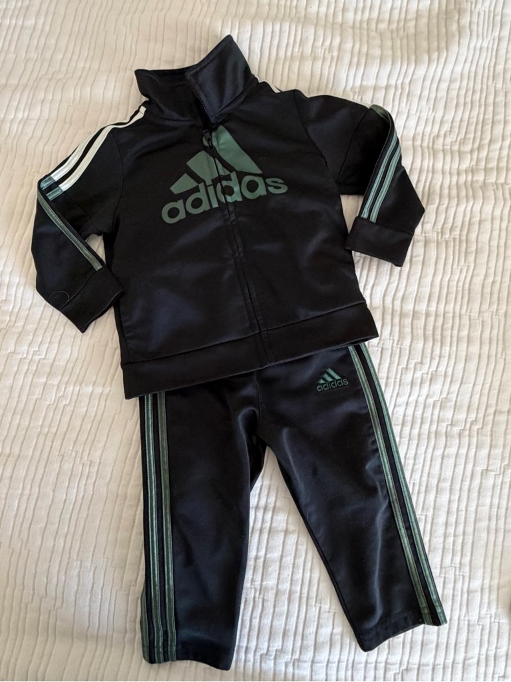 Adidas Black & Green Baby Tracksuit